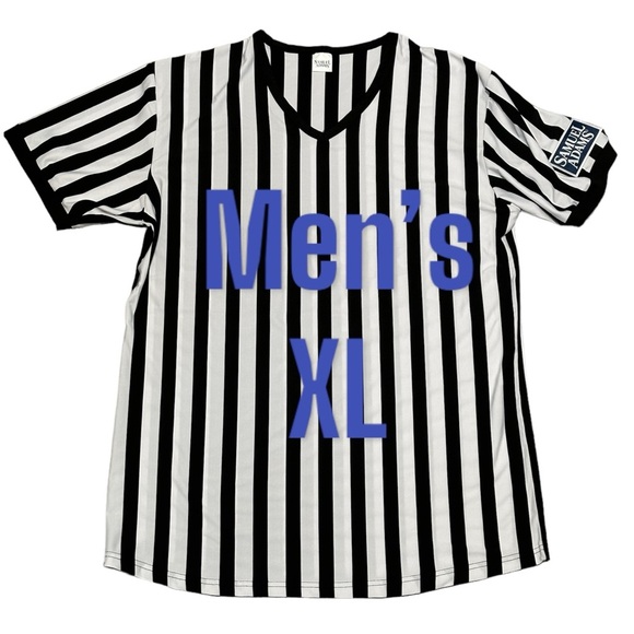 Men's Adult Samuel Adams XL 46 - 48 Referee Umpire Stripes V-Neck Black White - Picture 2 of 7